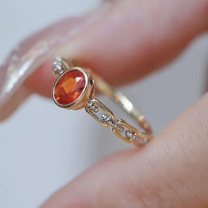 Natural fire opal ring/Genuine opal engagement ring/Unique handmade opal ring gold/ins style opal ring/bezel engagement ring gold gift