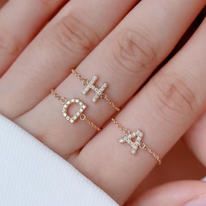 Anel estilo corrente, anel com letra personalizada, anel com inicial personalizada, anel de diamante personalizado, anel comemorativo exclusivo, anel com inicial de sobrenome exclusivo