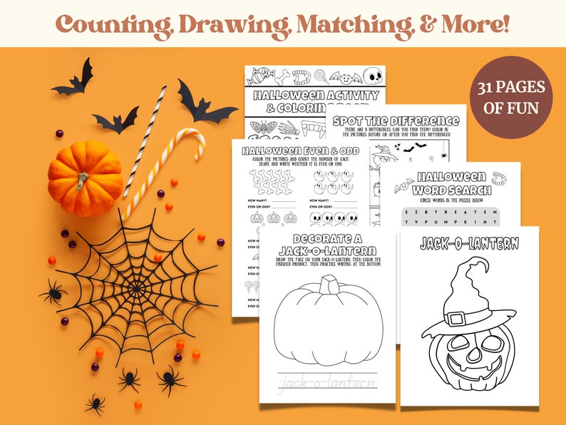 Halloween Kids Activity and Coloring Busy Book Printable Instant ...