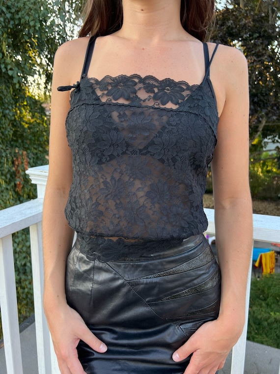Sheer Black Lace Cami - Etsy