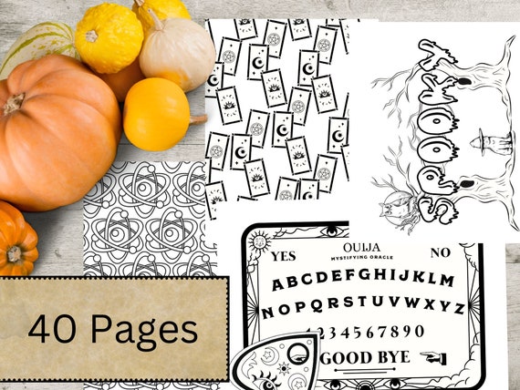Adult Halloween Coloring Book 40 Pages II Halloween Activity - Etsy