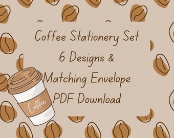 Stationery Set Coffee Aesthetic Snail Mail Pen Pal Letter Writing Autumn fall barista teacher's notes pdf download matching envelope
