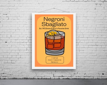 Negroni Sbagliato with Prosecco Print Poster II Bar Cart Print II Sexiest drink of the year I High Resolution JPG 5 Sizes