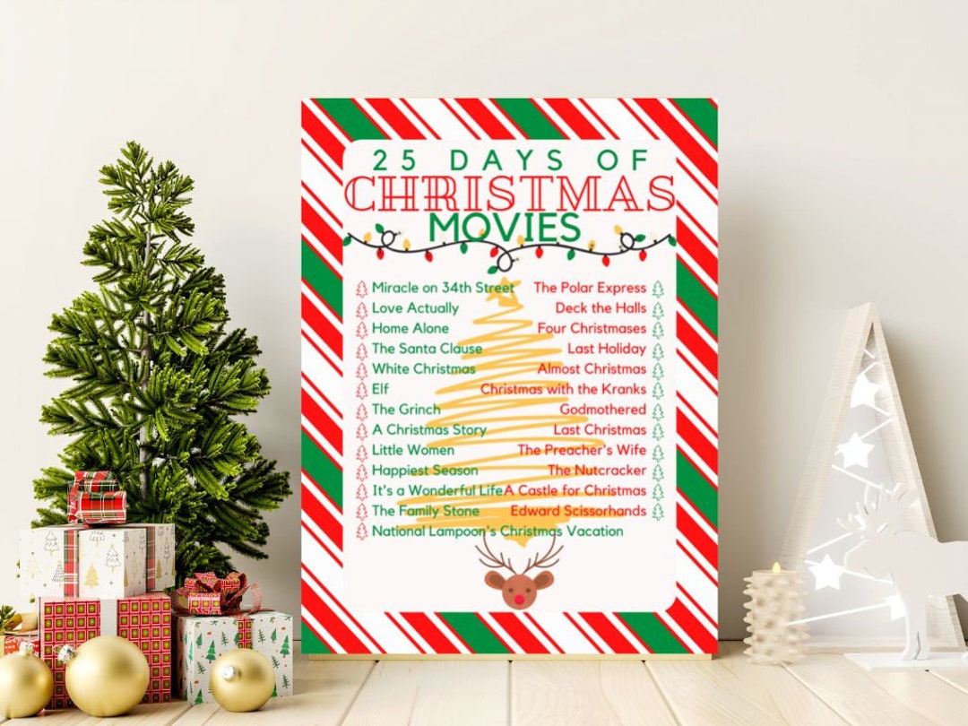 25 Days of Christmas Movie Check List Bucket List Advent Etsy