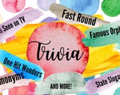 Pub Trivia Printable Game for Game Night Teambuilding II Pop Culture Knowledge for Party