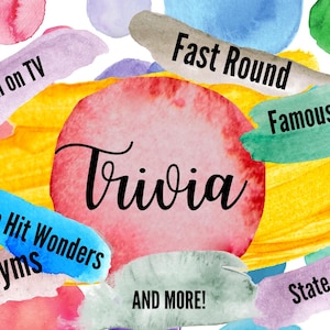Pub Trivia Printable Game for Game Night Teambuilding II Pop Culture Knowledge for Party