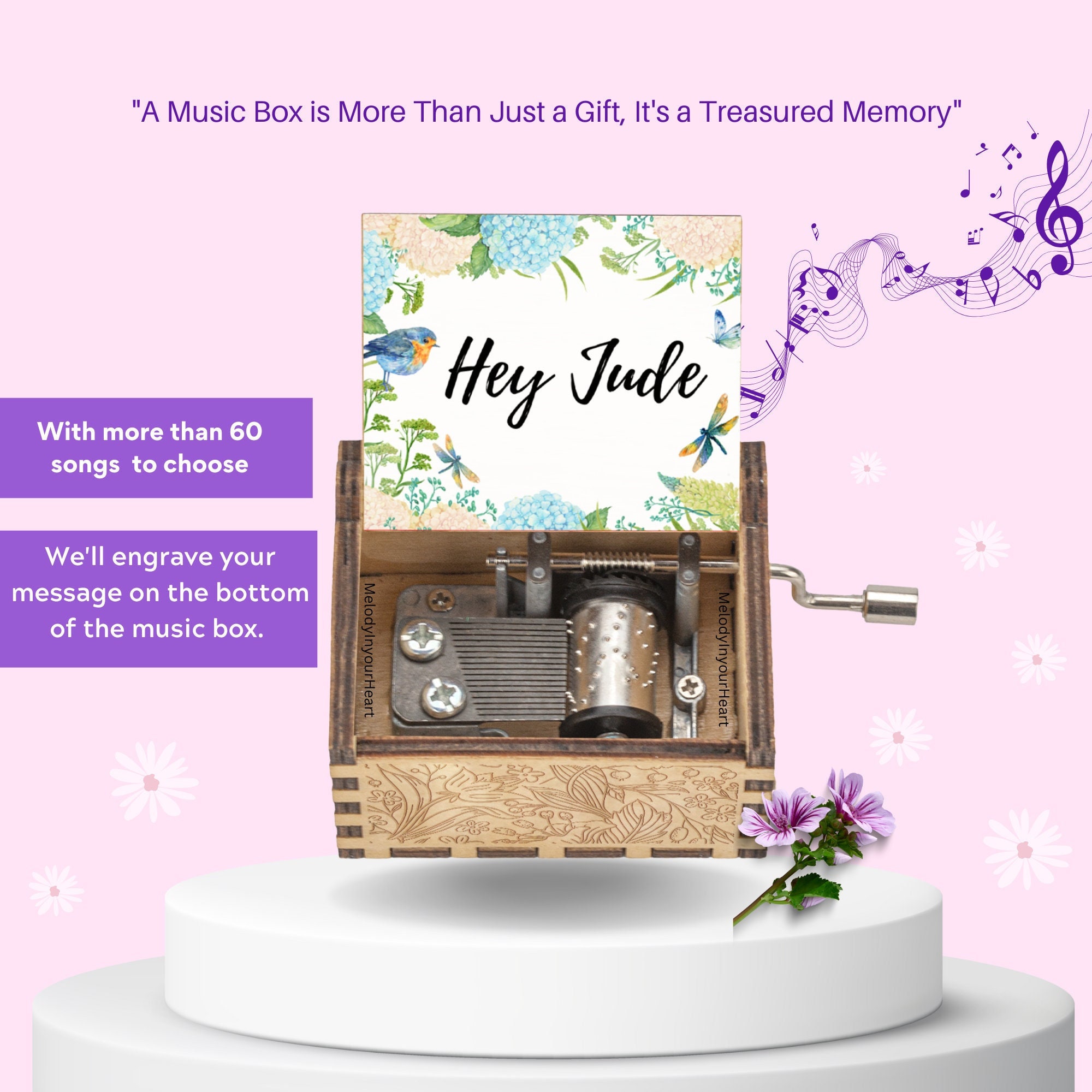 Personalized Hand-cranked Wooden Music Box 