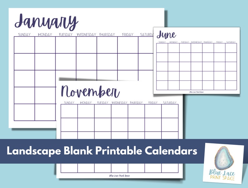 Blank Printable Calendar Set - Etsy
