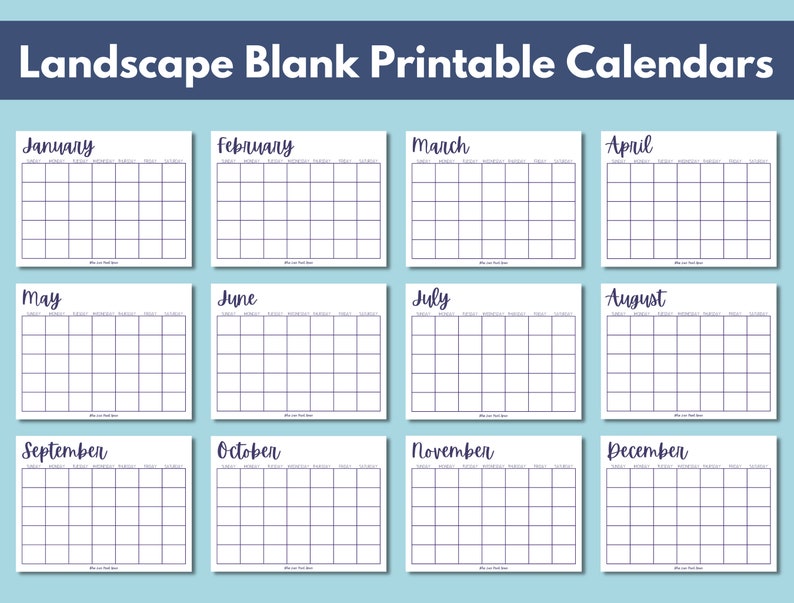 Blank Printable Calendar Set - Etsy