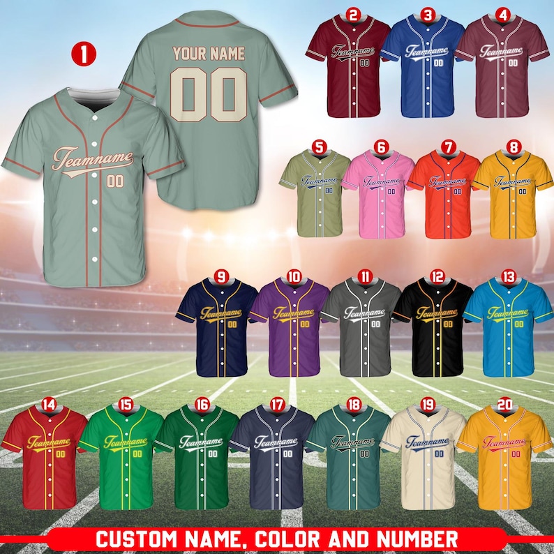 Personalized Team Name and Number Baseball Jersey, Custom Baseball