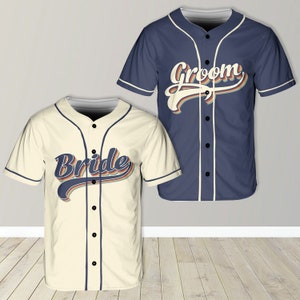 Personalized Bride And Groom Baseball Jersey, Custom Matching Couple Jersey, Baseball Jersey For Engagement, Married Couple, Wedding Jersey