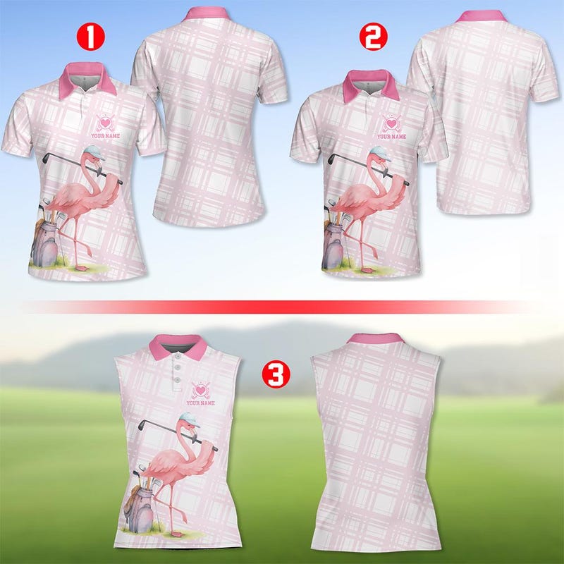 Flamingo Pineapple Print Men's Golf Shirts