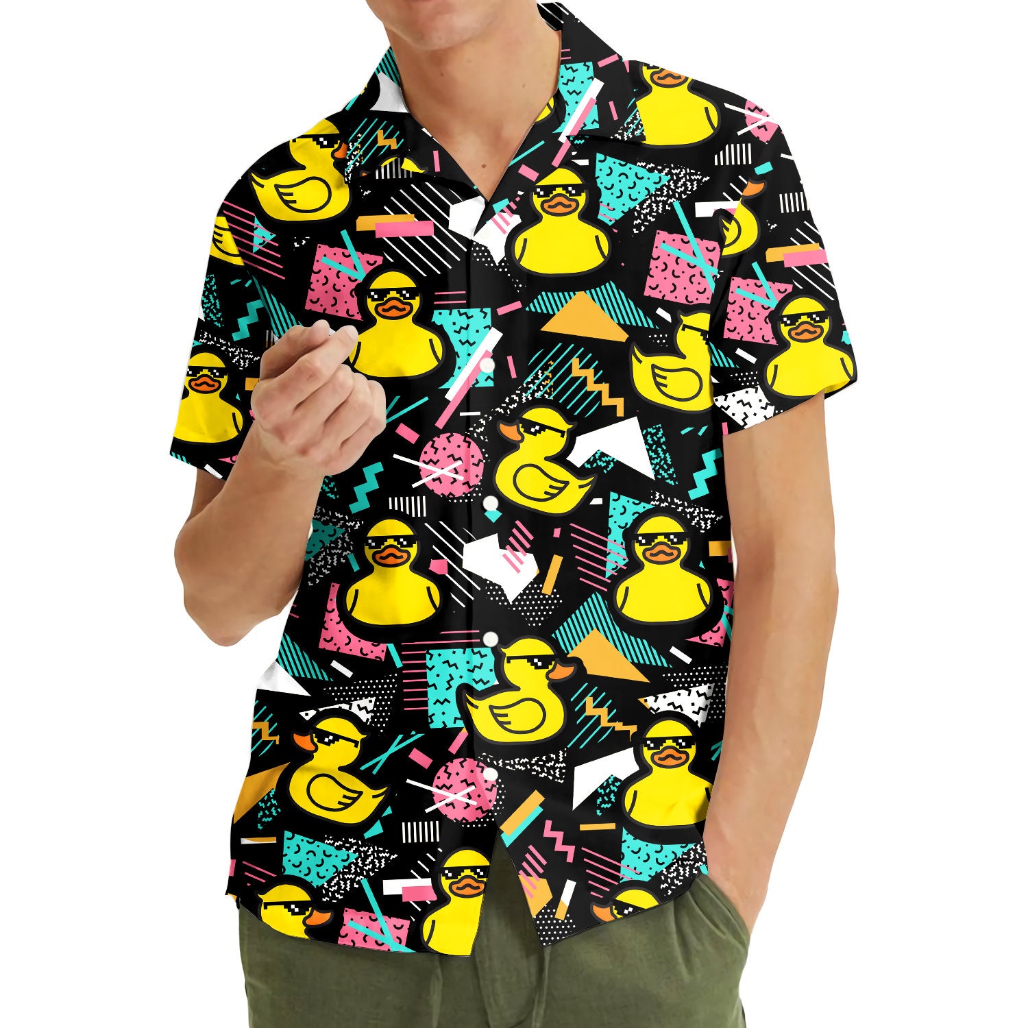Retro Duck Hawaiian Shirts for Men Women