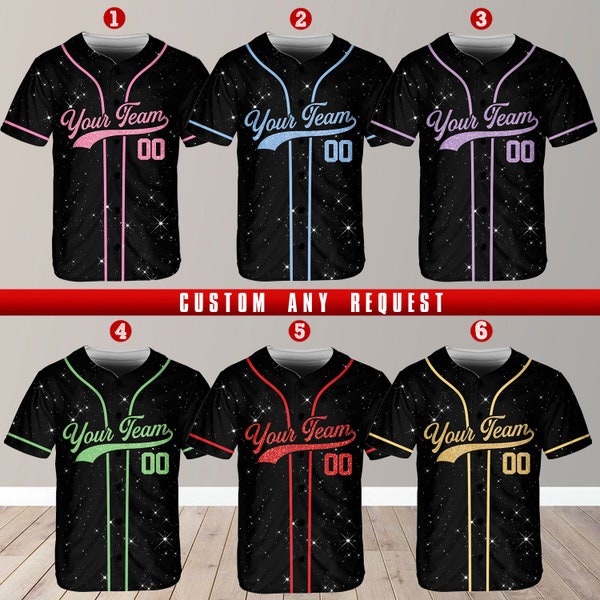 Personalisierte Team Name Nummer Baseball Jersey, benutzerdefinierte Baseball Jersey Shirt, Baseball Jersey Uniform (Printed Glitter, kein Glitter-Stoff)