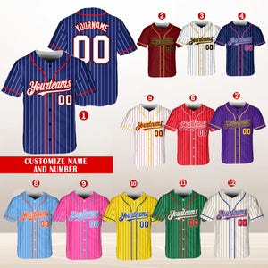Personalisierter Teamname und Nummer Nadelstreifen Baseball Jersey, benutzerdefinierte Streifenlinie Farbe Baseball Jersey, Baseball Jersey Uniform Baseballfans