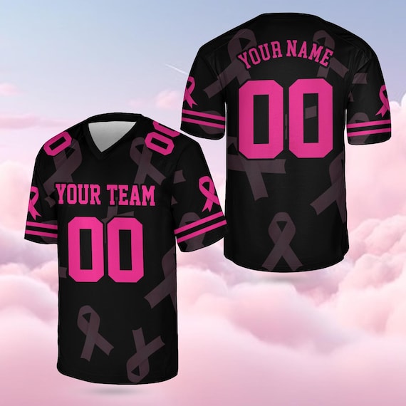 トップス Breast Cancer Awareness Football Jersey Personalized Hope Breast Cancer Team Name and Number Football