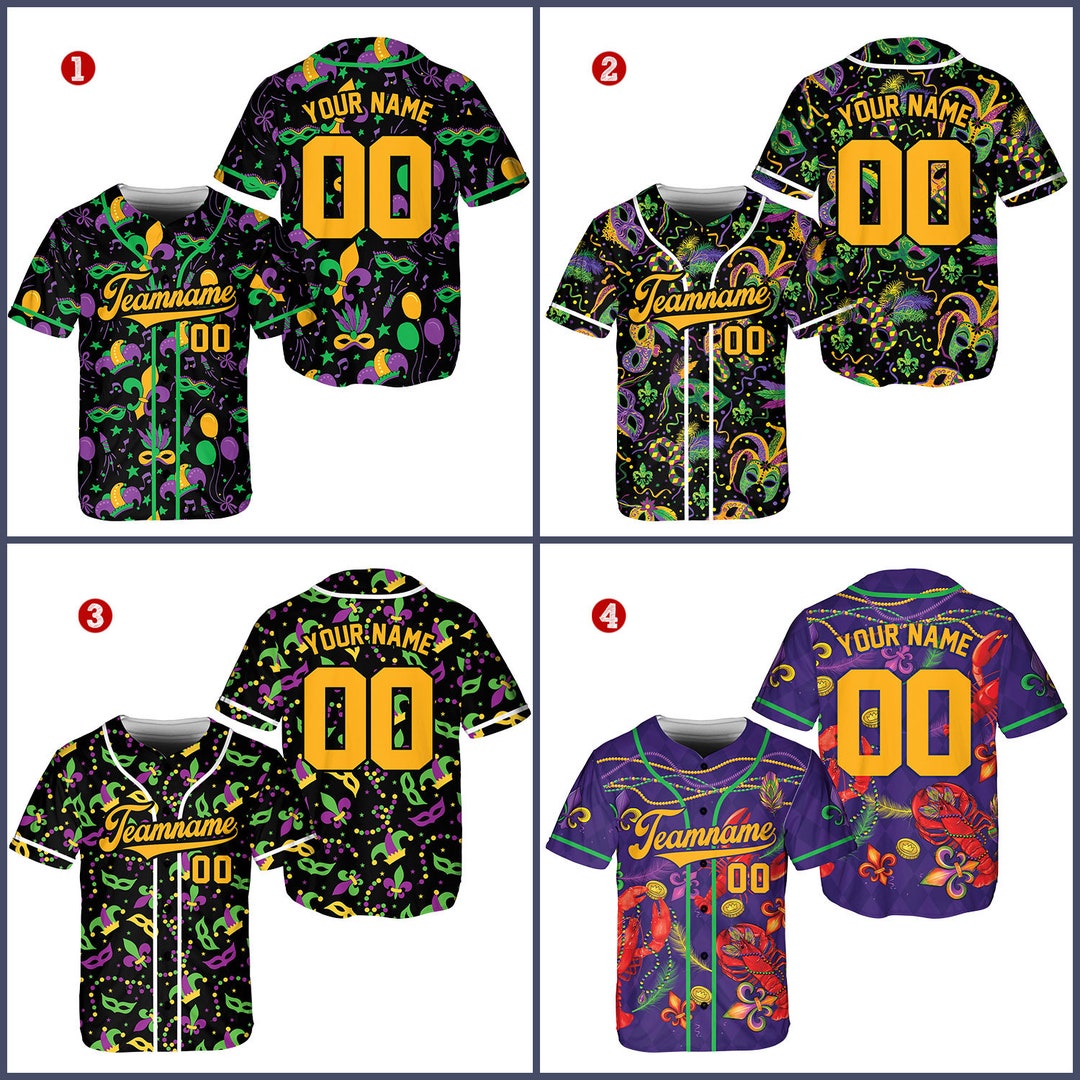 custom mardi gras baseball jersey
