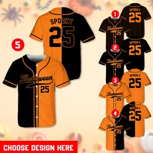 Personalized Halloween Baseball Jersey Shirt Spooky 25,  Custom Name Number Halloween Shirt, Matching Baseball Jersey Halloween Outfit
