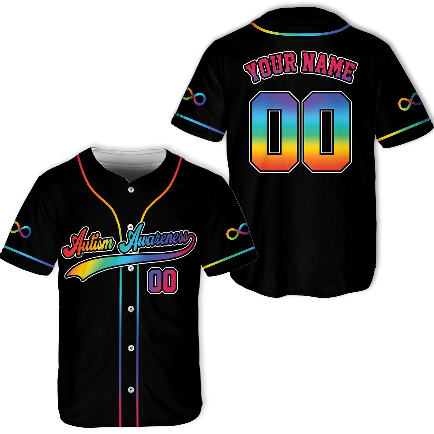 Personalized Autism Awareness Baseball Jersey, Custom Name Autism
