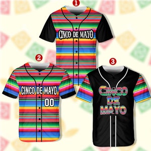 Camiseta de béisbol personalizada del Cinco de Mayo, camiseta de béisbol de la Fiesta Mexicana con nombre personalizado, camiseta de béisbol para el equipo de la Fiesta