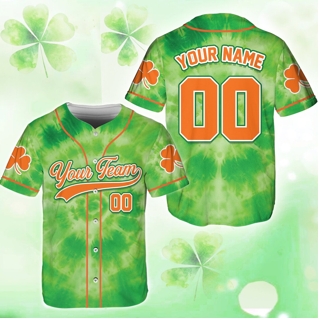 Personalized St Patrick's Day Baseball Jersey, Custom Name Tie Dye St ...