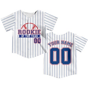 JamesRLT Personalized Rookie of The Year Kid Baseball Jersey, Custom Name Number Youth Baseball Shirt, Rookie of The Year Jersey for Baseball Fans