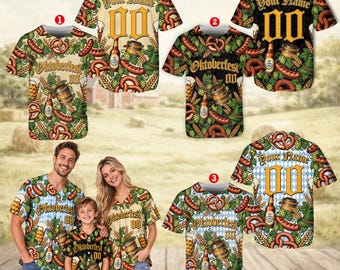 Personalized Oktoberfest Baseball Jersey, Custom Name Number Beer Festival Shirt, German Bavarian Food Baseball Jersey, Beer Lover Gift