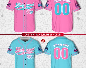 Personalized Baby Reveal Baseball Jersey, Blue or Pink Baseball Jersey, Gender Reveal Jersey, Team Boy Team Girl Jersey, Reveal Party Jersey