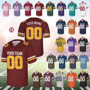 Personalized Football Team, Custom Team Name And Number Football Jersey, V-neck Short Sleeve Jersey Shirt, Football Jerseys