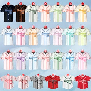 Personalisierter Teamname und Nummer Nadelstreifen Baseball Jersey, benutzerdefinierte Streifenlinie Farbe Baseball Jersey, Baseball Jersey Uniform Baseballfans