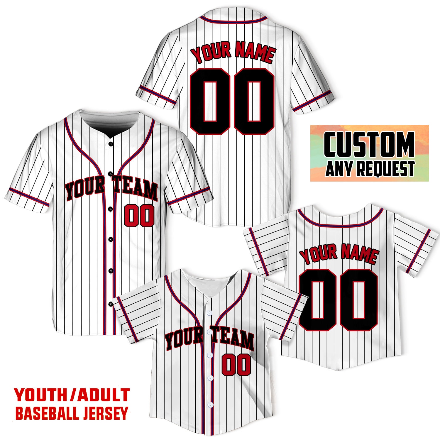 Personalized Team Name and Number Baseball Jersey, Custom Baseball