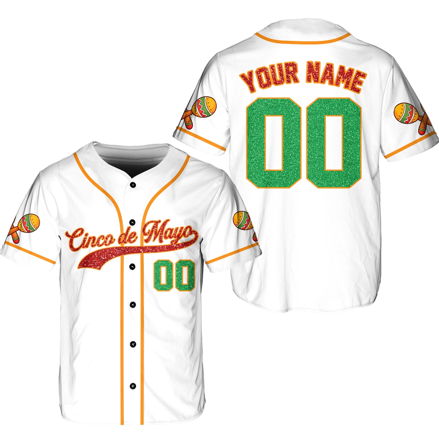 Custom Name Cinco De Mayo Baseball Jersey