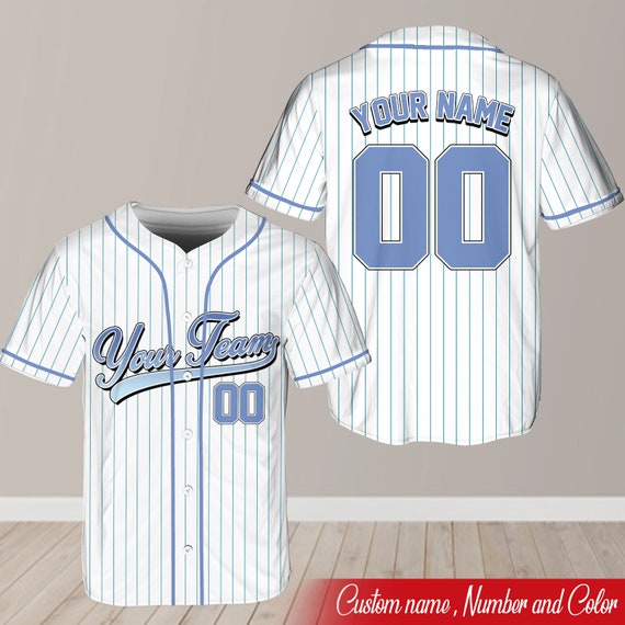 Personalized Team Name & Number Baseball Jersey, Custom Stripe