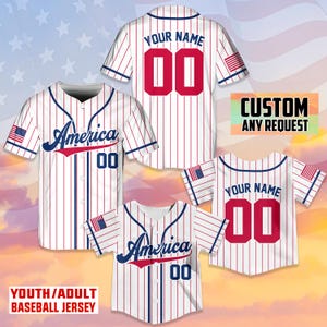 Personalized USA Baseball Jersey, Custom Team Name Shirt, American Flag Baseball Jersey For Baseball Fans, Baseball Lovers, Patriotic Shirt