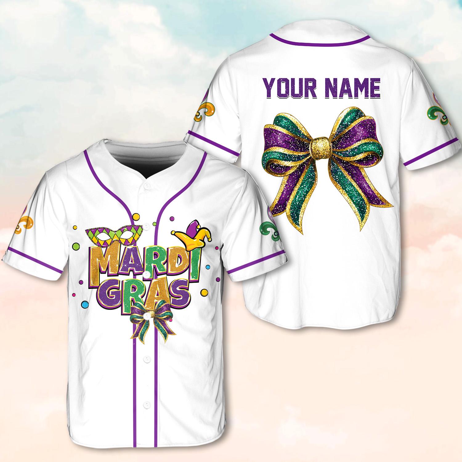 Personalized Mardi Gras Baseball Jersey Men Women Kid Youth