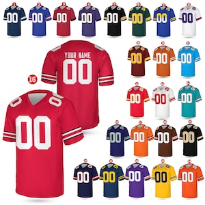 Personalized Football Team, Custom Team Name And Number Football Jersey, V-neck Short Sleeve Jersey Shirt, Football Jerseys
