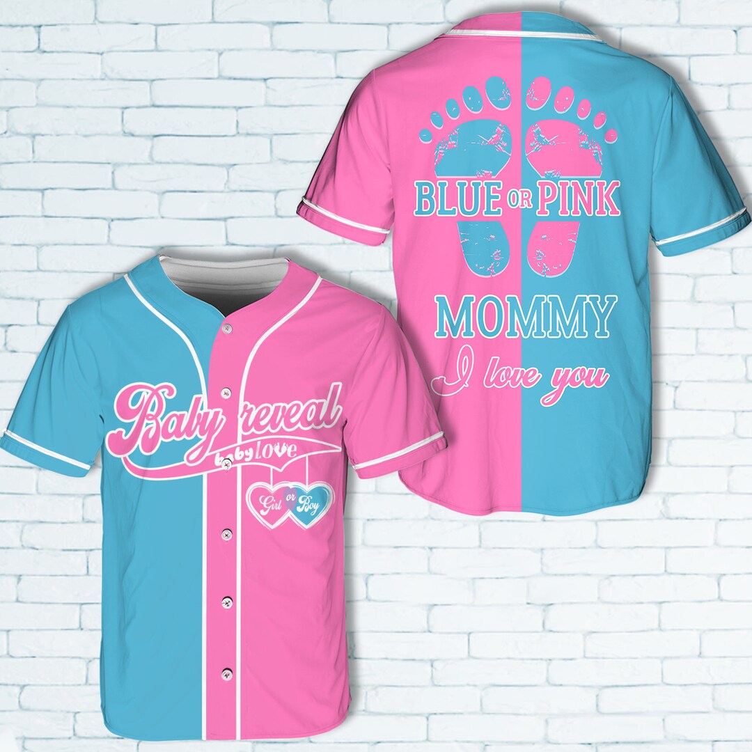 Personalized Baby Reveal Baseball Jersey, Blue or Pink Baseball Jersey