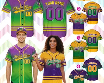 Personalisierte Karneval Baseball Jersey, Name und Nummer Baseball Jersey, Karneval Karneval Jersey, Geschenk für die Familie Matching