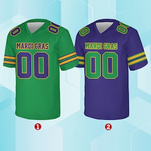 Personalized Mardi Gras Football Jersey, Custom Name And Number V-neck Short Sleeve Jersey, Mardi Gras Carnival Jersey, Family Matching Gift