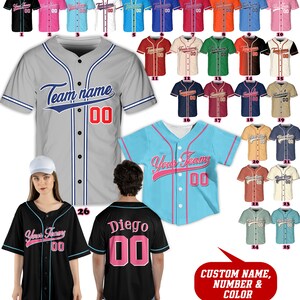 Maglia da baseball con nome e numero della squadra personalizzata, maglietta in jersey da baseball personalizzata, uniforme in jersey da baseball per gli appassionati di baseball e gli amanti del baseball