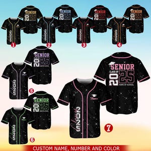 Personalized Glitter Senior 2025 Baseball Jersey, Custom Class Of 2025 Shirt For Adult Kid Youth, Graduation 2025 Jersey, Senior 2025 Gifts