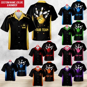 Personalisierte Neon Bowling Hawaiihemd für Männer Frauen Kind Jugend, Benutzerdefinierte Name Bowling Shirt, Bowling Hawaiihemd, Bowling Party Shirt