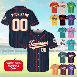 Personalisierter Teamname und Nummer Nadelstreifen Baseball Jersey, Baseball Jersey mit individuellem Logo, Baseball Jersey Uniform Baseballfans