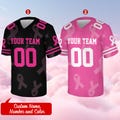 Personalized Hope Breast Cancer Team Name And Number Football Jersey, Custom Pink Ribbon Football Jersey Shirt, Breast Cancer Warrior Jersey product logo