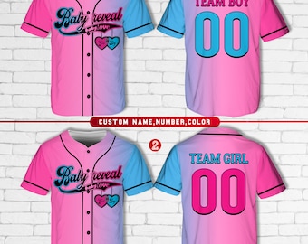 Personalized Baby Reveal Baseball Jersey, Blue or Pink Baseball Jersey, Gender Reveal Jersey, Team Boy Team Girl Jersey, Reveal Party Jersey