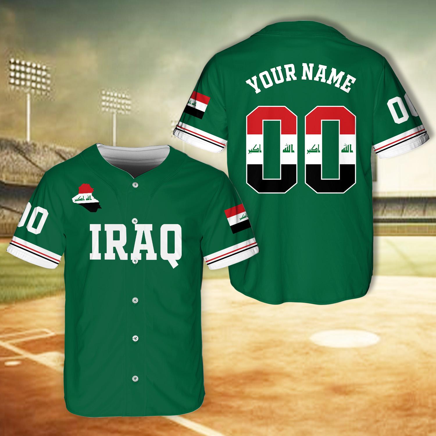Discover Personalized Iraqi Soccer Fan Baseball Jersey, Custom Iraq Middle East Baseball Team Game Day Sportswear