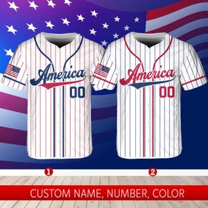 Personalized USA Baseball Jersey, Custom Team Name Shirt, American Flag Baseball Jersey For Baseball Fans, Baseball Lovers, Patriotic Shirt