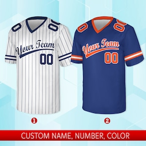 Personalized Team Name And Number Any Football Jersey, Custom V-neck Short Sleeve Jersey Shirt, Football Jersey For Football Fan Lover