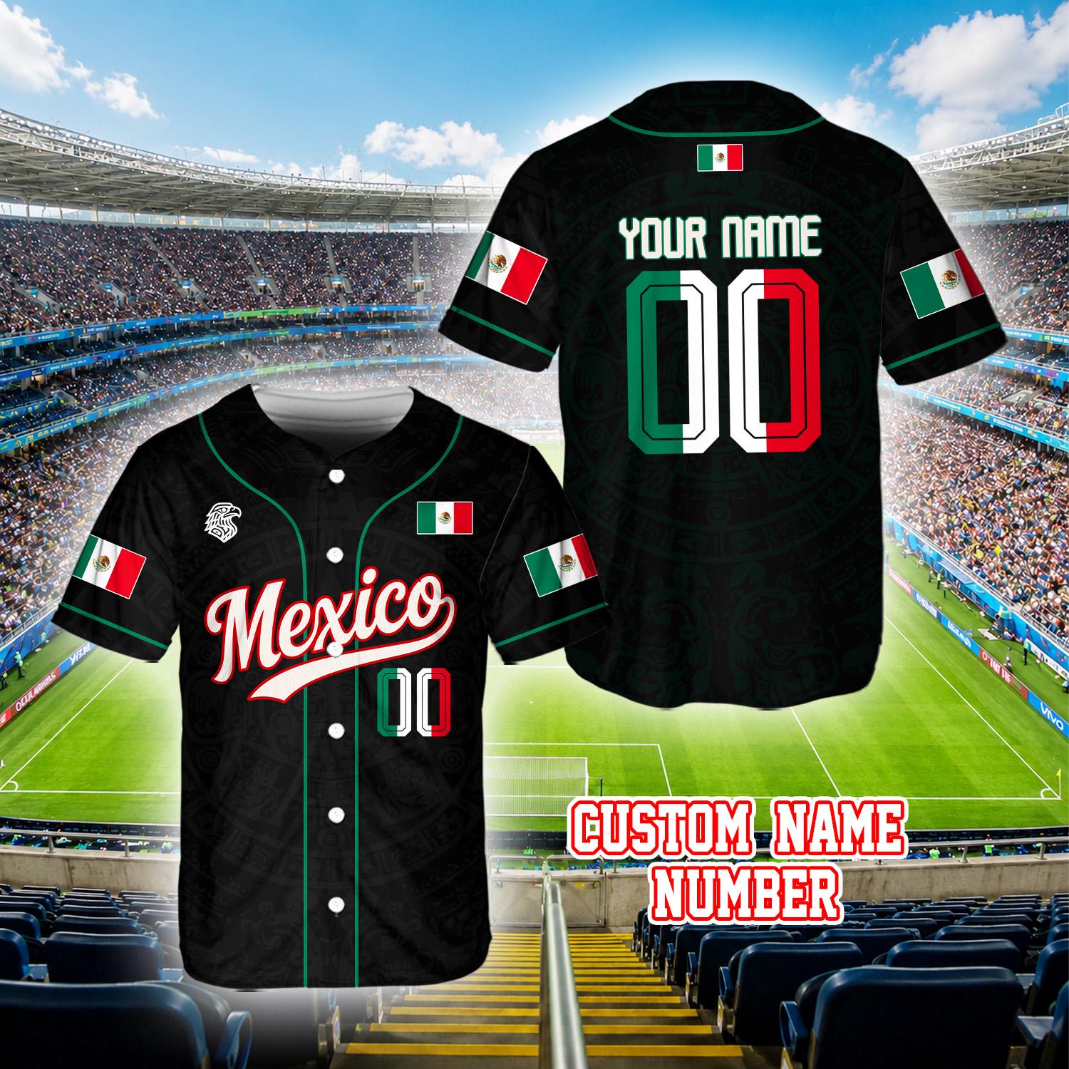 Discover Custom Mexico Baseball Jersey for Adults and Kids, Personalized Name and Number, Mexican Flag Inspired, Patriotic Sports Shirt