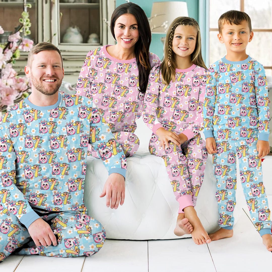 Six Seven Cute Pajamas for Kids, 67 Trendy Print Sleepwear Set, Pastel ...